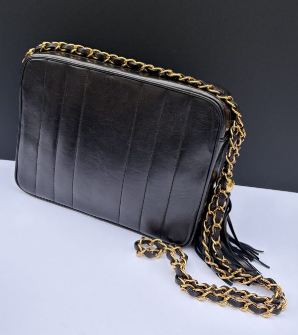 1995 chanel black vintage timeless cc logo lambskin vertical quilted flap bag
