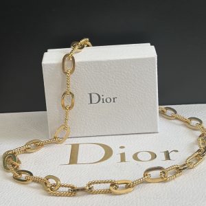 christian dior vintage long chain necklace with hook details 1971 w/box
