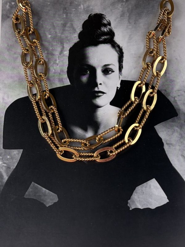 christian dior vintage long chain necklace with hook details 1971 w/box