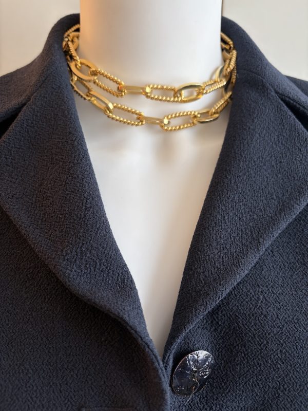 christian dior vintage long chain necklace with hook details 1971 w/box