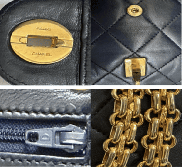 1983 chanel vintage archival iconic timeless 2.55 navy blue double flap 24k ghw w/box