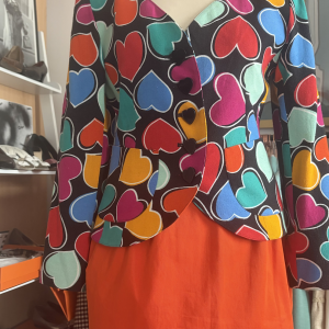 1992 yves saint laurent vintage black multi fitted hearts jacket