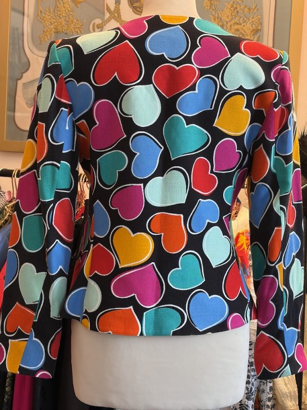 1992 yves saint laurent vintage black multi fitted hearts jacket