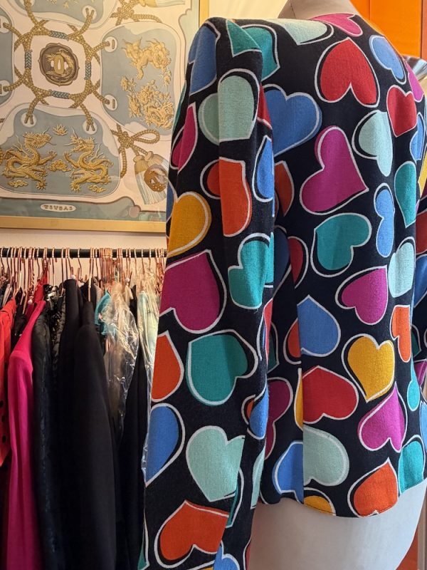 1992 yves saint laurent vintage black multi fitted hearts jacket