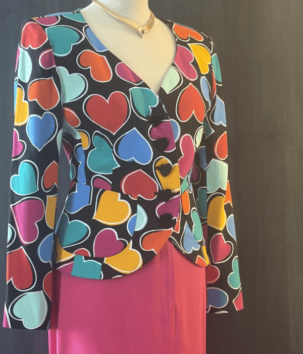 1992 yves saint laurent vintage black multi fitted hearts jacket