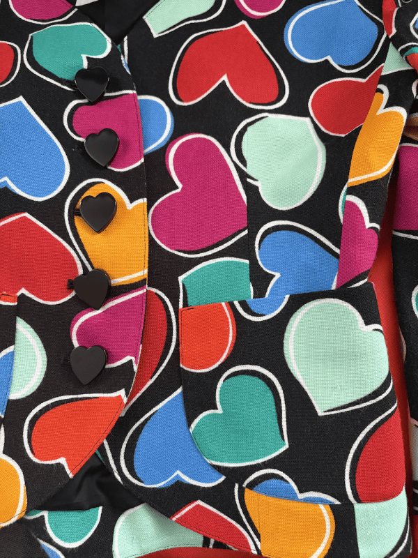 1992 yves saint laurent vintage black multi fitted hearts jacket
