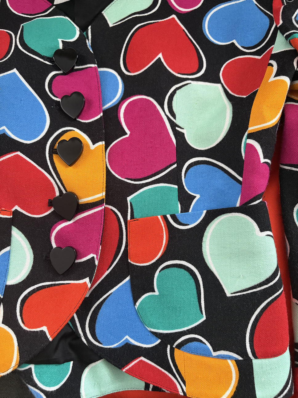 1992 yves saint laurent vintage black multi fitted hearts jacket
