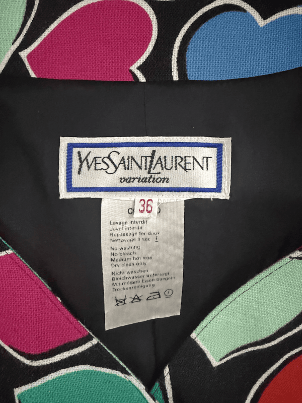 1992 yves saint laurent vintage black multi fitted hearts jacket