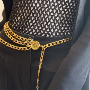 chanel by karl lagerfeld 1984 runway vintage belt chain cc logo charm medallion collector