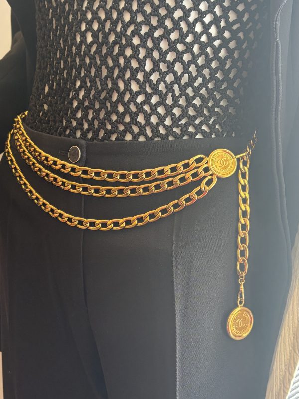 chanel by karl lagerfeld 1984 runway vintage belt chain cc logo charm medallion collector