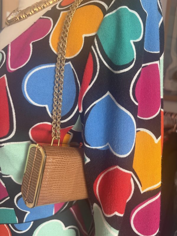1970s gucci collector lizard tan clutch lizard double chain bag