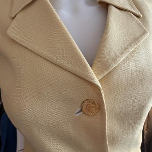 1980s louis feraud short sleeves yellow jacket cream piping jewel buttons