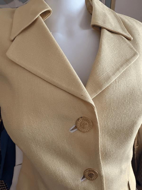 1980s louis feraud short sleeves yellow jacket cream piping jewel buttons