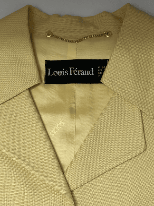 1980s louis feraud short sleeves yellow jacket cream piping jewel buttons