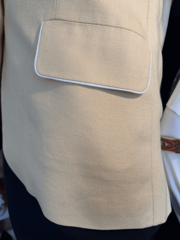 1980s louis feraud short sleeves yellow jacket cream piping jewel buttons