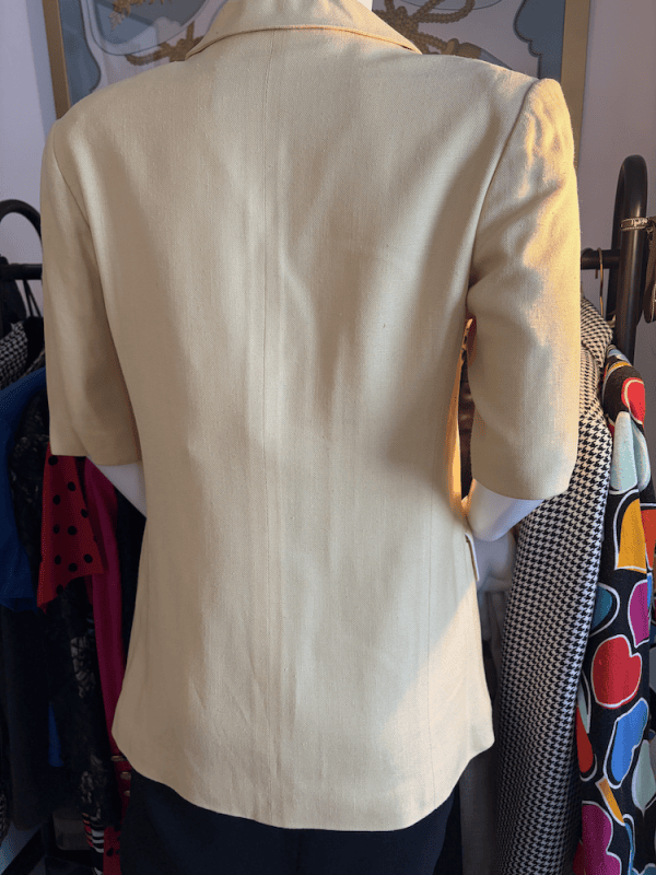 1980s louis feraud short sleeves yellow jacket cream piping jewel buttons