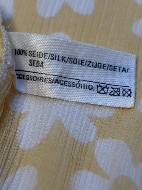1980s louis feraud yellow white floral print silk georgette ruffle top