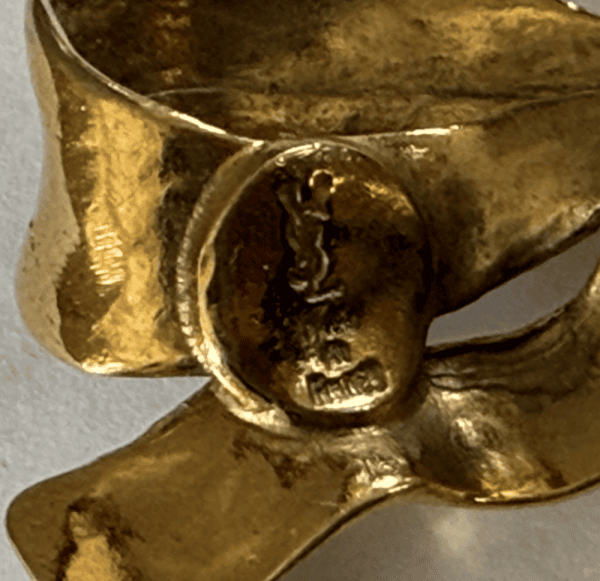 1988 yves saint laurent by robert goossens runway drop pearl gold bow earrings