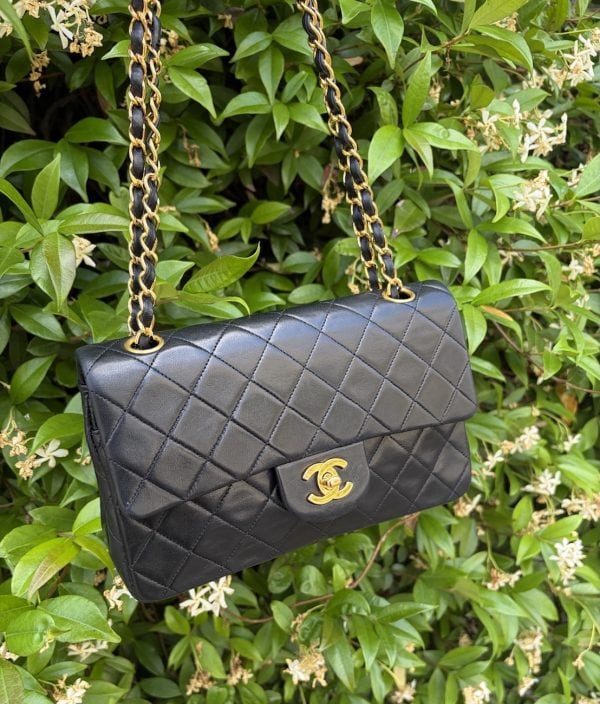 1989 chanel 2.55 classic timeless lambskin 24k gold plated small 23.5 double flap bag
