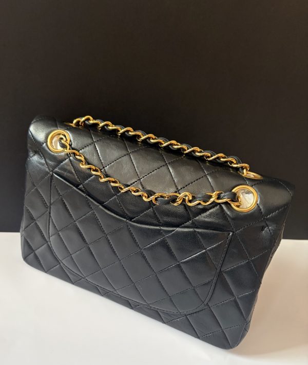 1989 chanel 2.55 classic timeless lambskin 24k gold plated small 23.5 double flap bag