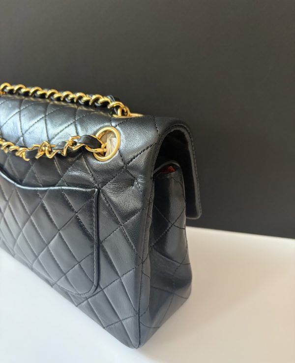 1989 chanel 2.55 classic timeless lambskin 24k gold plated small 23.5 double flap bag