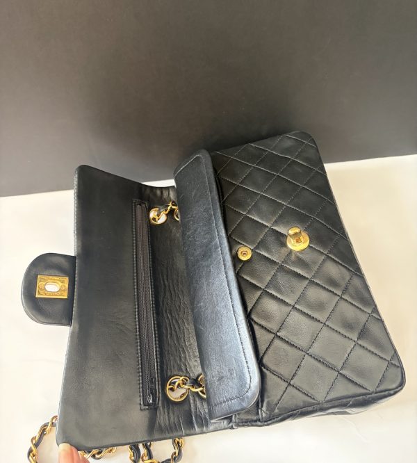 1989 chanel 2.55 classic timeless lambskin 24k gold plated small 23.5 double flap bag