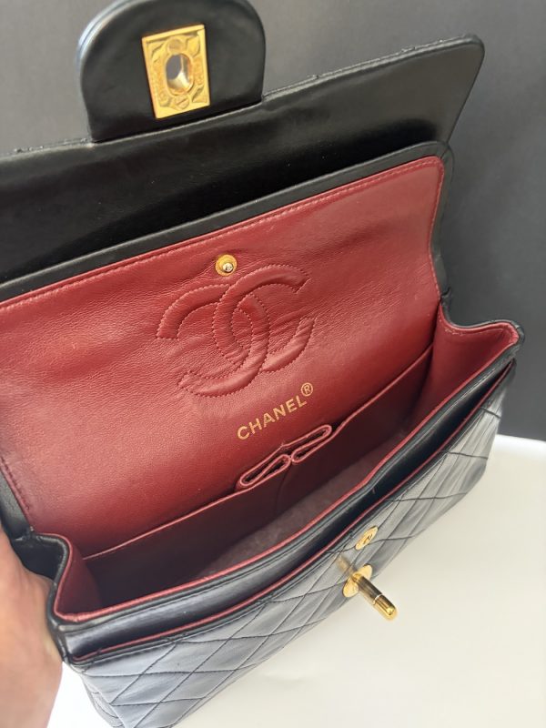 1989 chanel 2.55 classic timeless lambskin 24k gold plated small 23.5 double flap bag