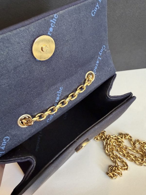 1989 guy laroche haute couture vintage mini minaudière bag navy blue jewel clasp w/box