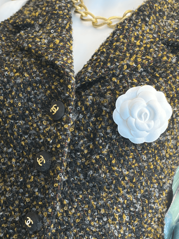 chanel collection 29 vintage cc logo multi tweed waistcoat logo vest fall/winter 1992