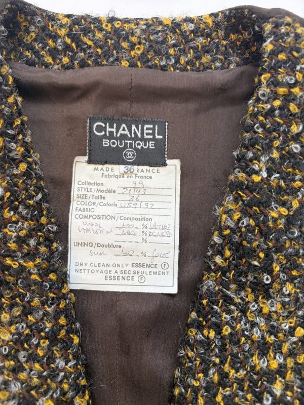 chanel collection 29 vintage cc logo multi tweed waistcoat logo vest fall/winter 1992