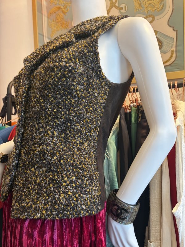 chanel collection 29 vintage cc logo multi tweed waistcoat logo vest fall/winter 1992