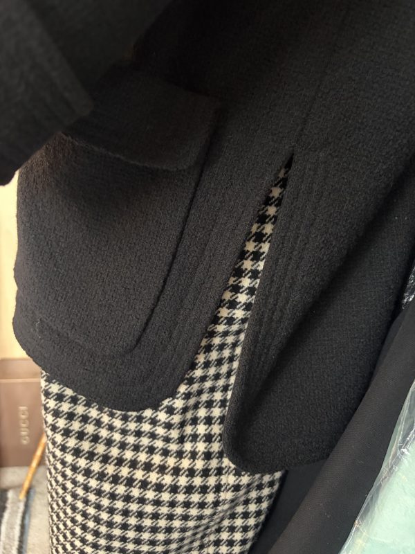 chanel fall/winter 95 classic black loose tweed jacket vintage gold cc logo jewel buttons