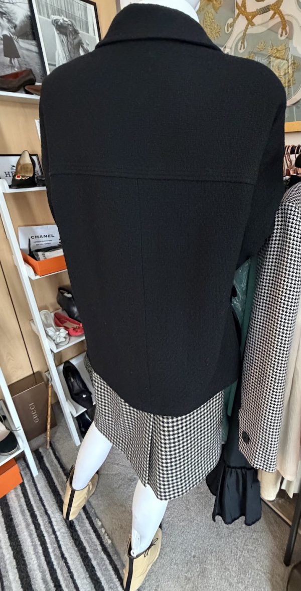 chanel fall/winter 95 classic black loose tweed jacket vintage gold cc logo jewel buttons