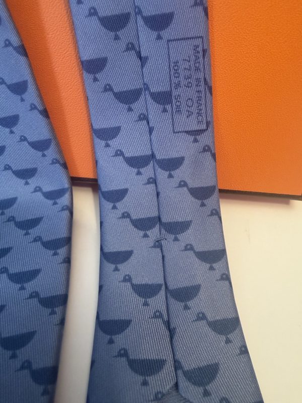 hermÈs vintage silk ducks tie slate blue & grey circa 1990s