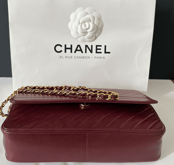 1983 chanel vintage burgundy red quilted lambskin classic flap bag 24k gold hardware w/box