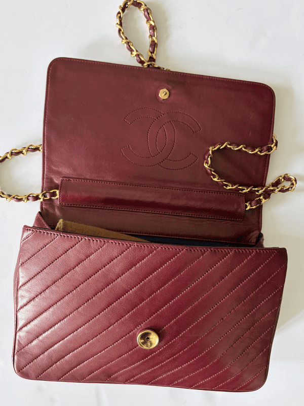 1983 chanel vintage burgundy red quilted lambskin classic flap bag 24k gold hardware w/box