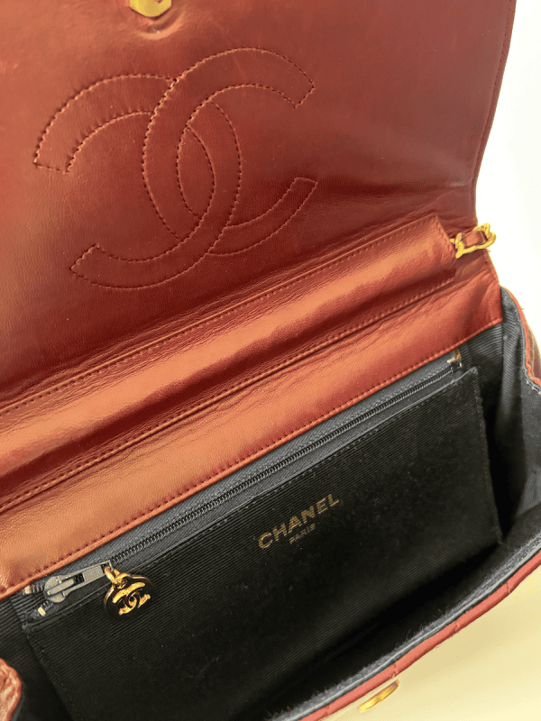 1983 chanel vintage burgundy red quilted lambskin classic flap bag 24k gold hardware w/box