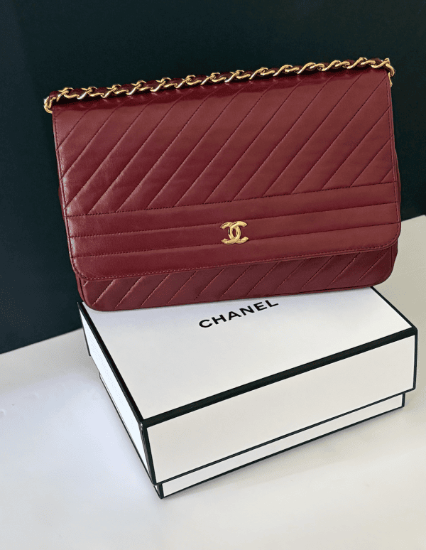 1983 chanel vintage burgundy red quilted lambskin classic flap bag 24k gold hardware w/box