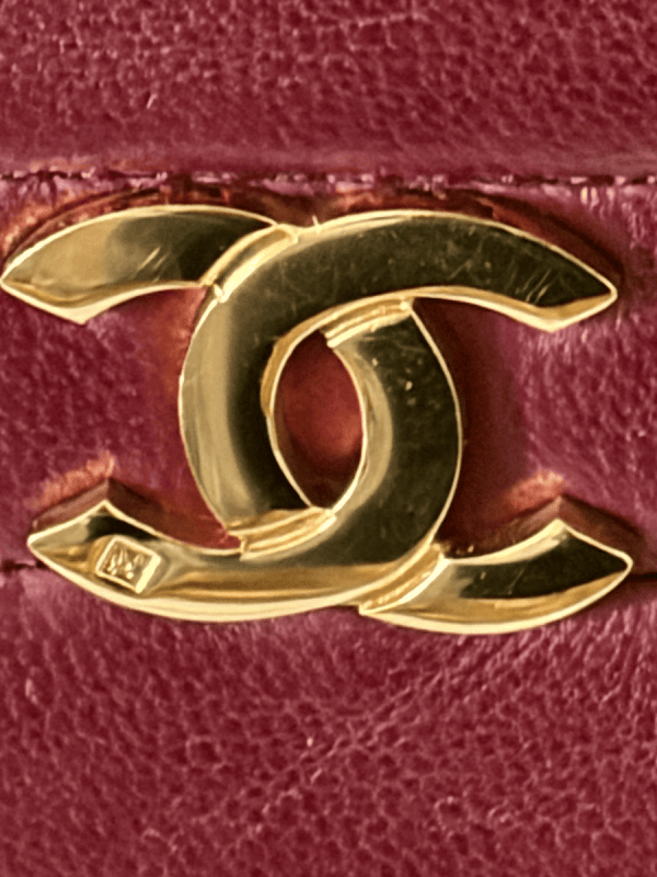 1983 chanel vintage burgundy red quilted lambskin classic flap bag 24k gold hardware w/box
