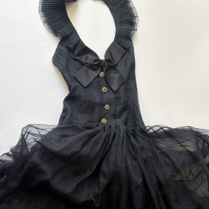chanel attributed to house of chanel by gabrielle chanel black long evening dress bows cc logo buttons c.1950s 1970s