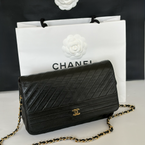 chanel vintage timeless quilted leather lambskin black bag 24k ghw c.1983 w/box
