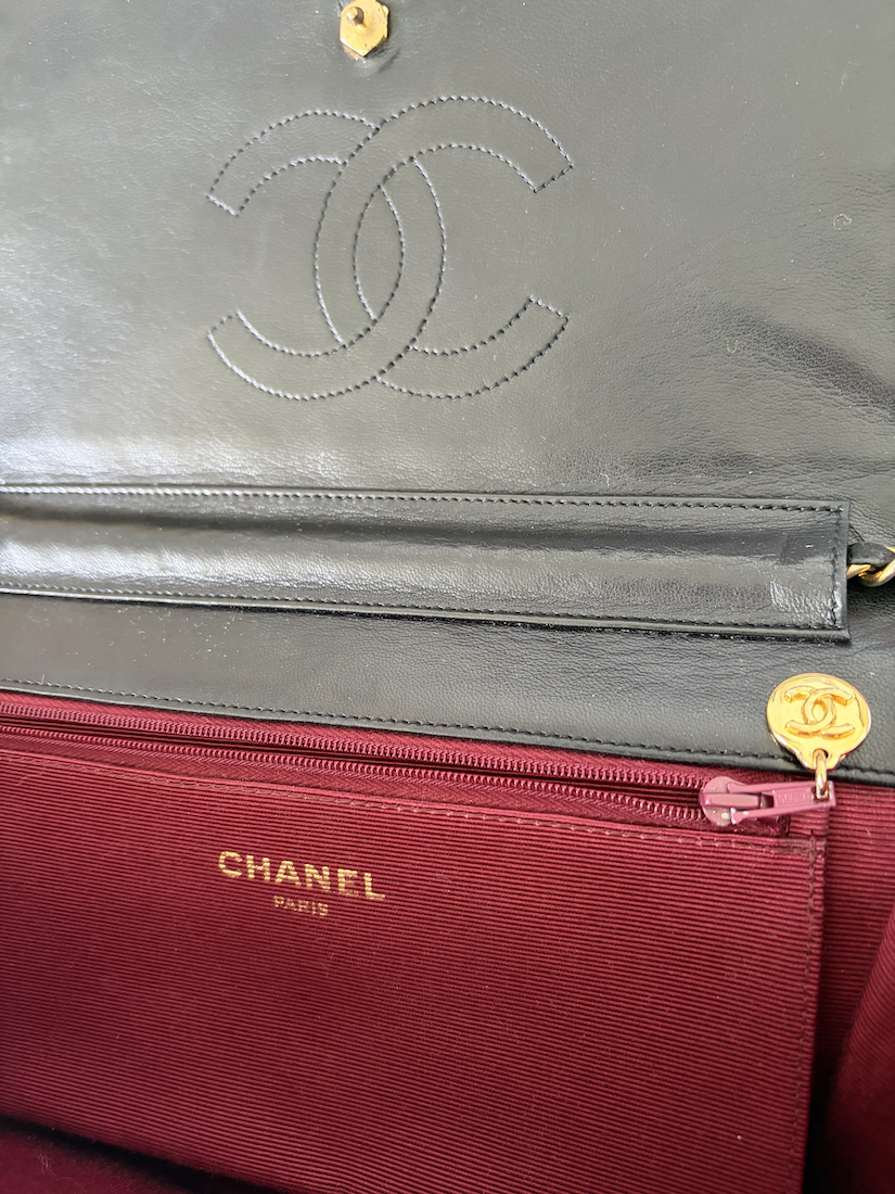 chanel vintage timeless quilted leather lambskin black bag 24k ghw c.1983 w/box