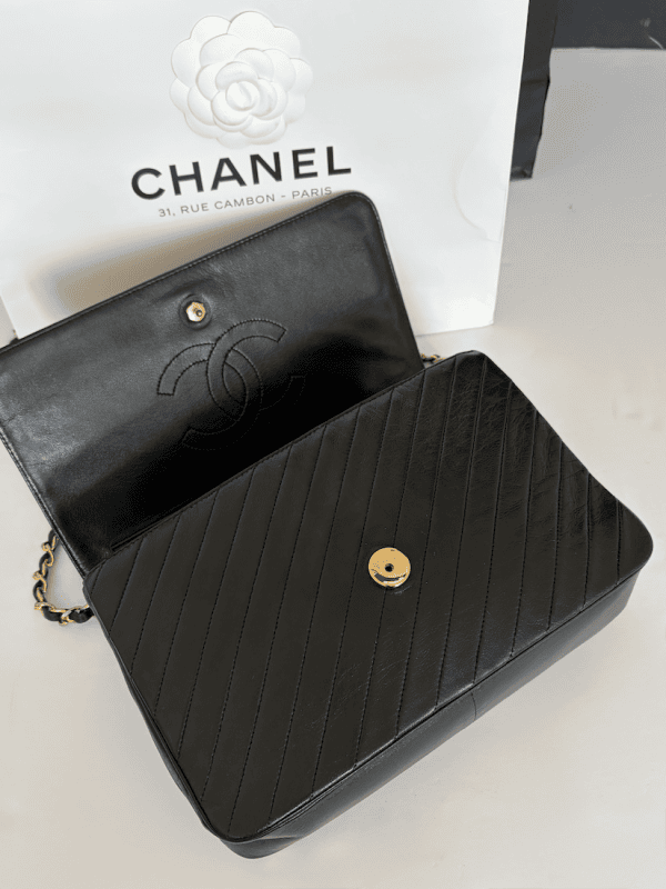 chanel vintage timeless quilted leather lambskin black bag 24k ghw c.1983 w/box