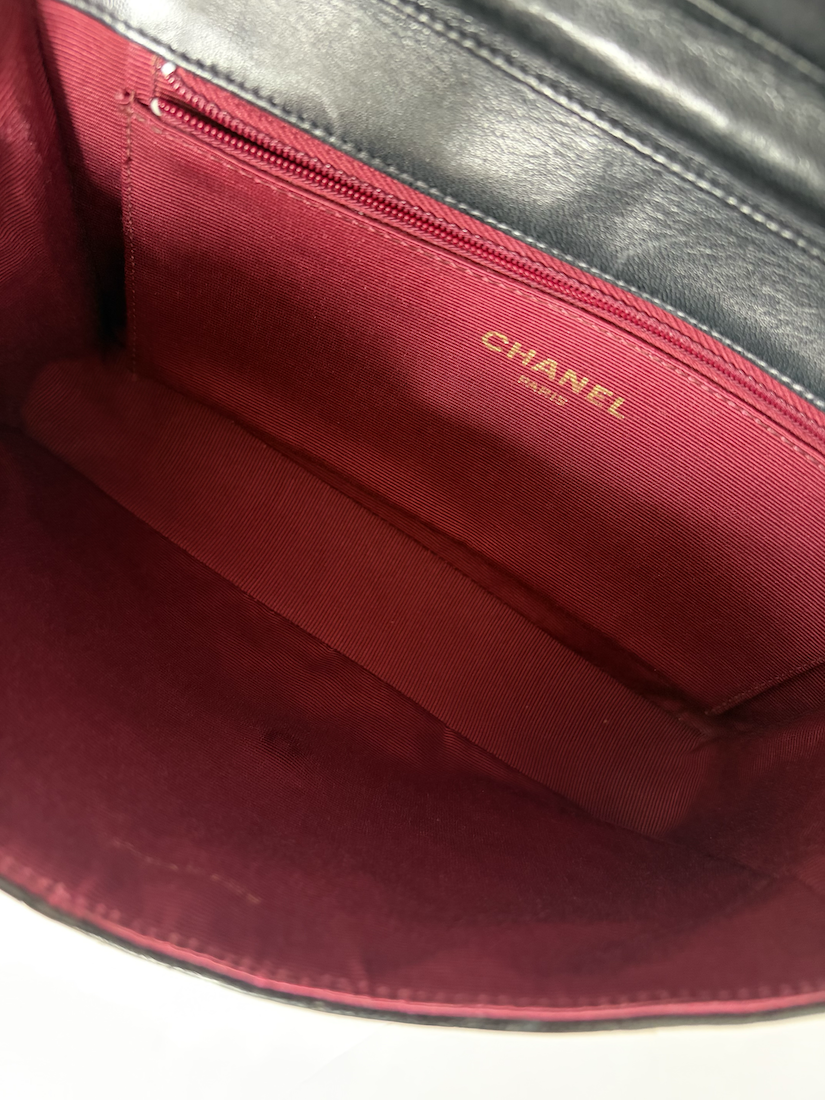 chanel vintage timeless quilted leather lambskin black bag 24k ghw c.1983 w/box