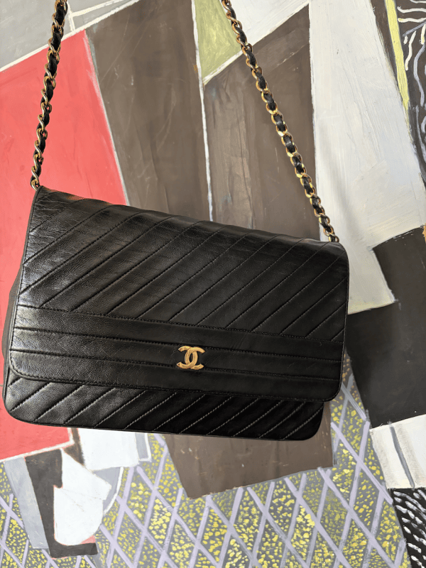 chanel vintage timeless quilted leather lambskin black bag 24k ghw c.1983 w/box