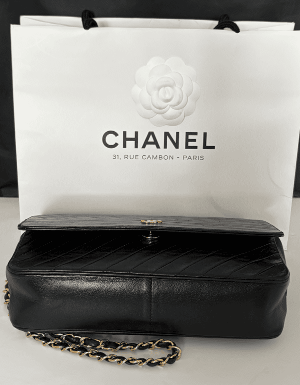 chanel vintage timeless quilted leather lambskin black bag 24k ghw c.1983 w/box