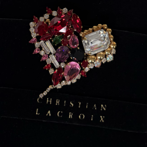 christian lacroix vintage couture statement large multicoloured heart brooch & pendant c.1990s