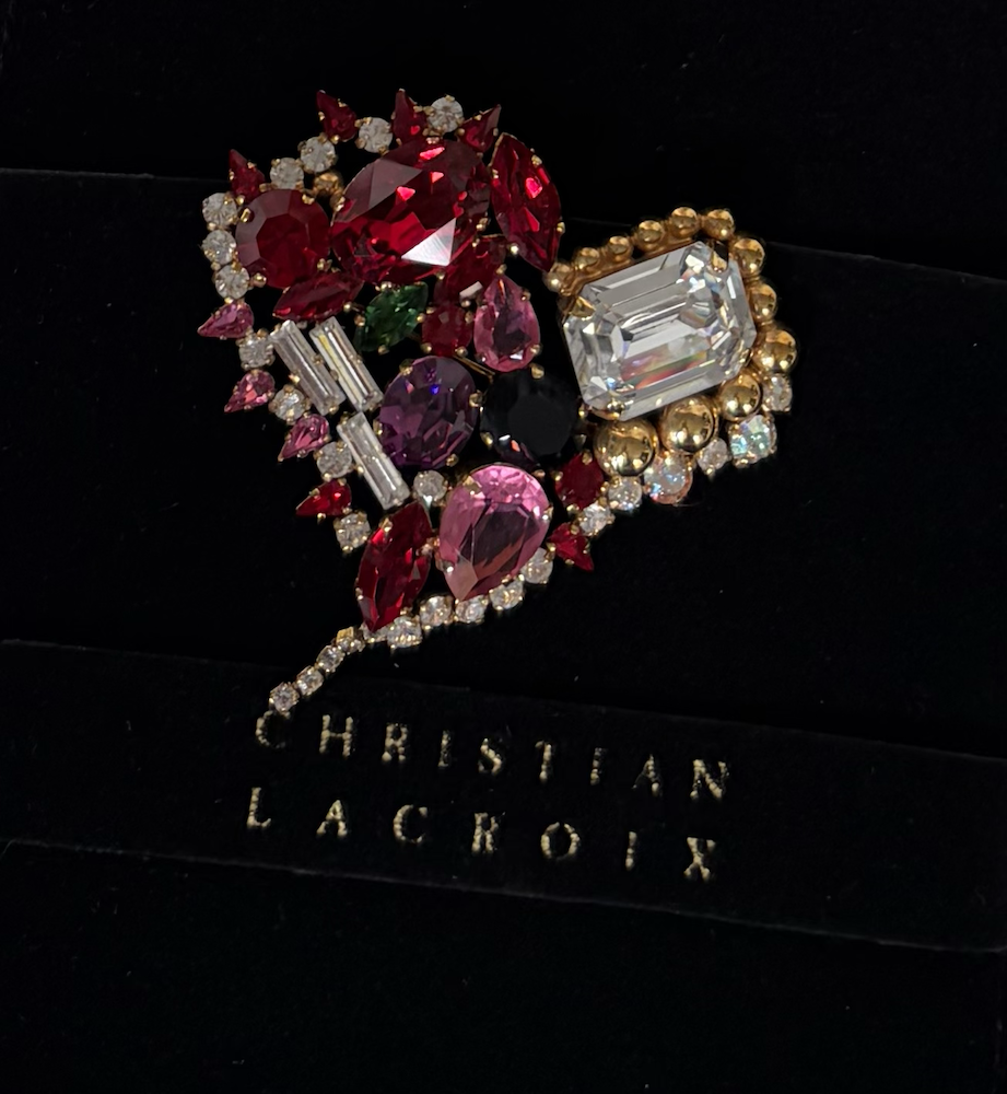 christian lacroix vintage couture statement large multicoloured heart brooch & pendant c.1990s