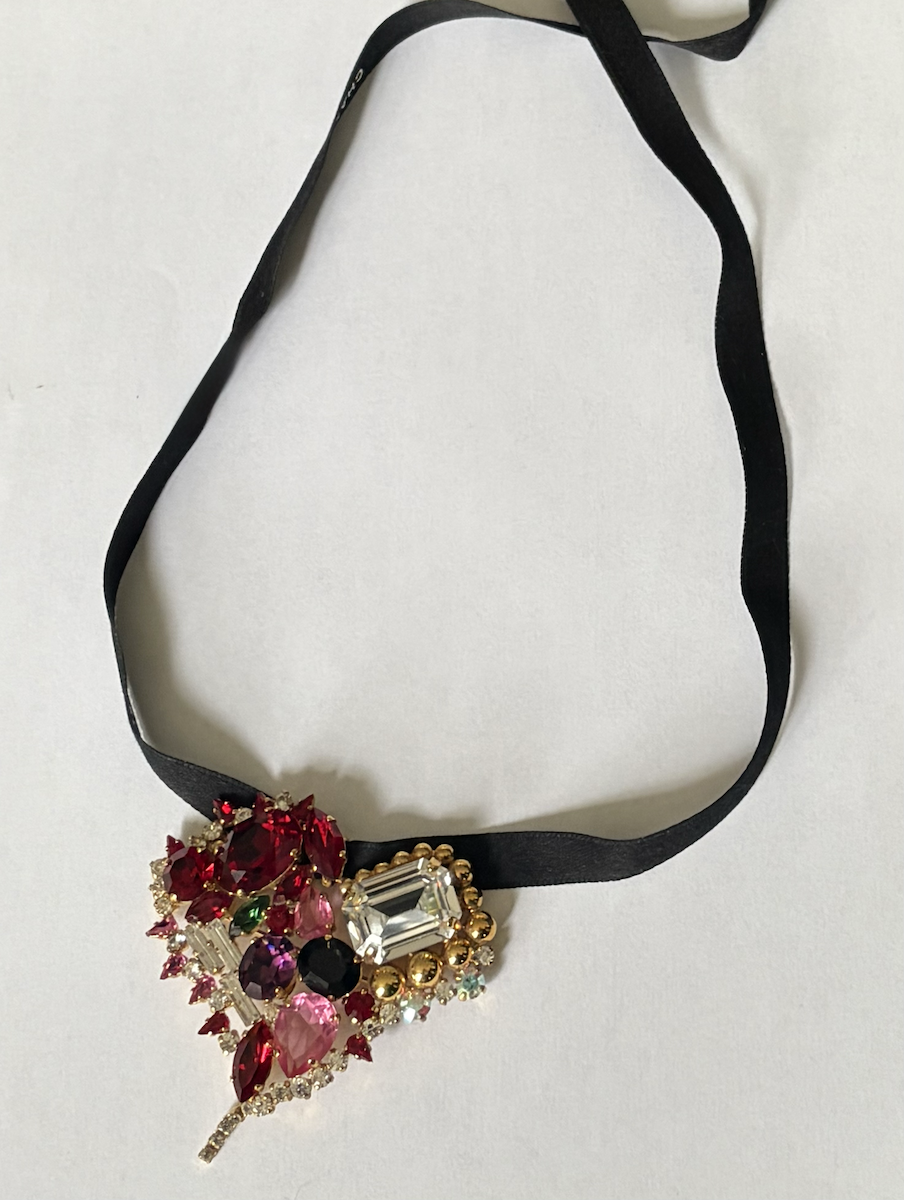 christian lacroix vintage couture statement large multicoloured heart brooch & pendant c.1990s