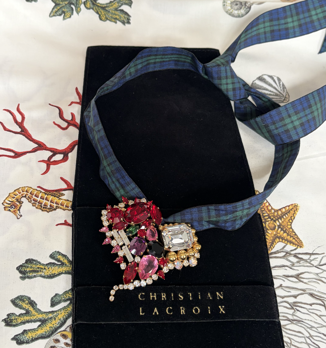 christian lacroix vintage couture statement large multicoloured heart brooch & pendant c.1990s